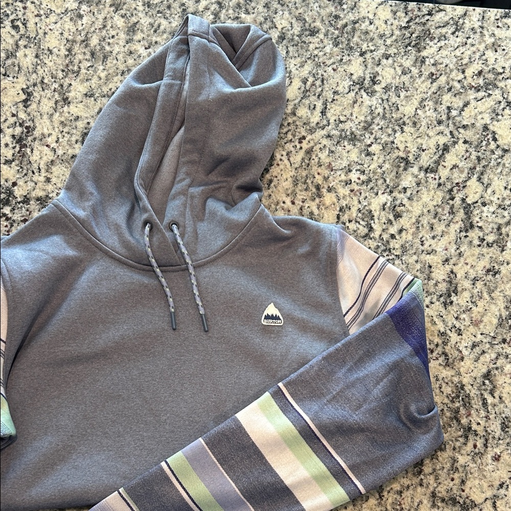 Burton Gray Striped Hoodie Sweater
